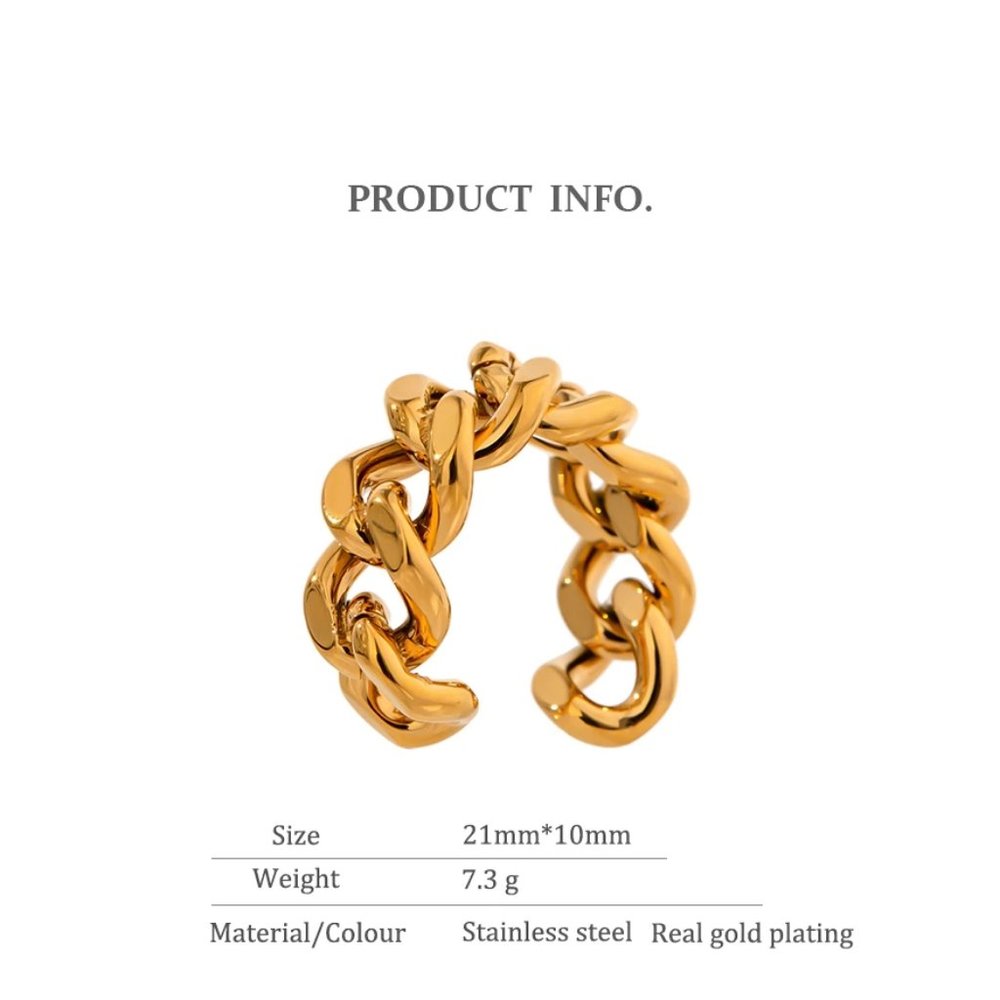 NEW 18K Gold Plated Link Chain Adjustable Ring b - Picture 3 of 6